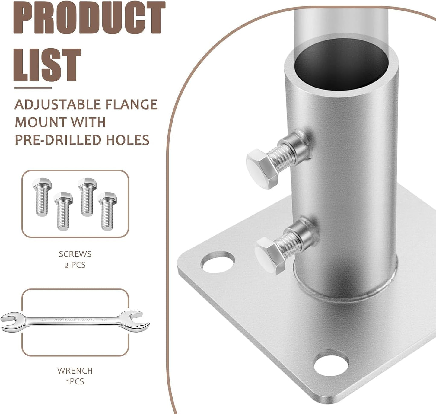 4 Pzas poste valla cadena 1-7/8pulg base redonda resistente