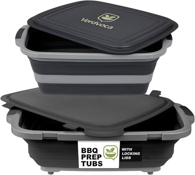 Set utensilios parrilla con cubo plegable 30L y 16L