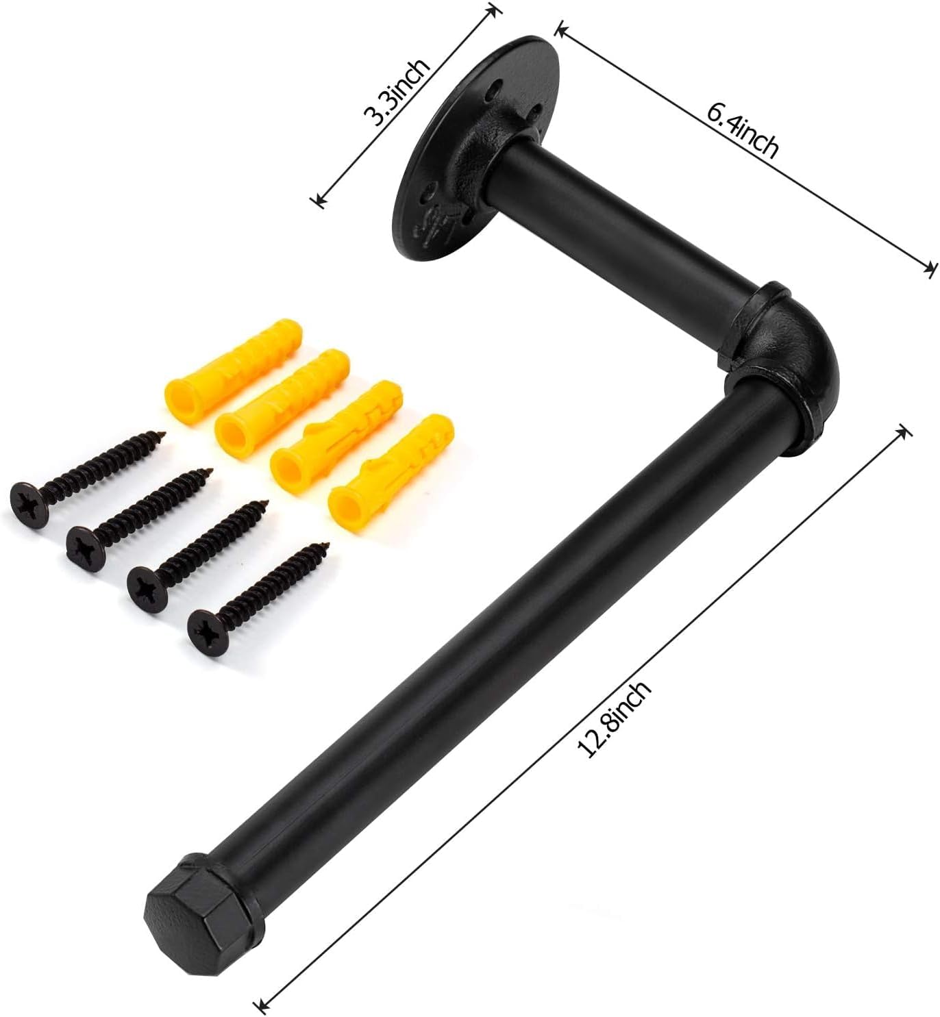 Toallero de papel de cocina industrial negro mate para bricolaje