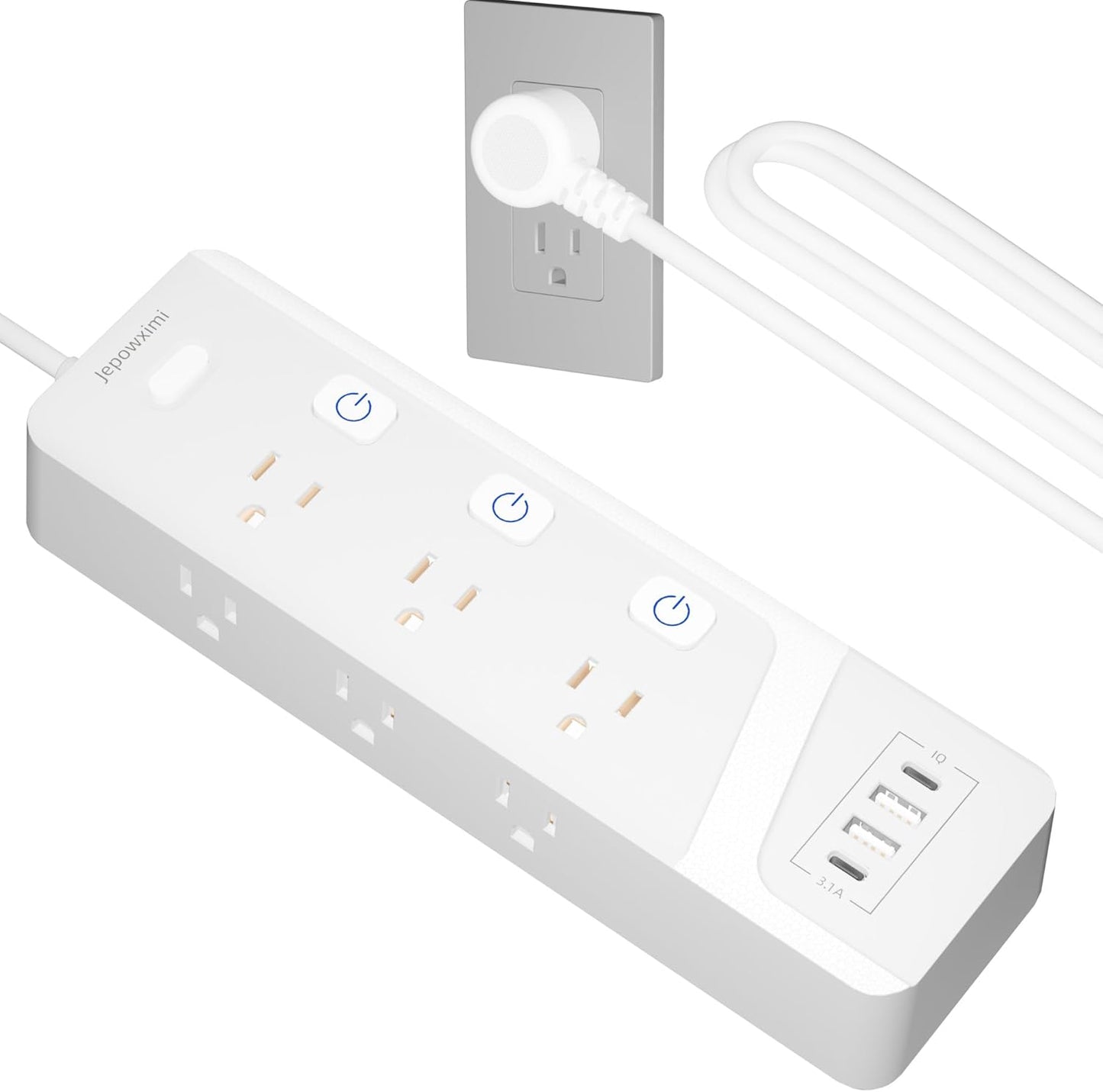 Regleta sobretensiones 6 tomas 4 puertos USB con cable 6ft