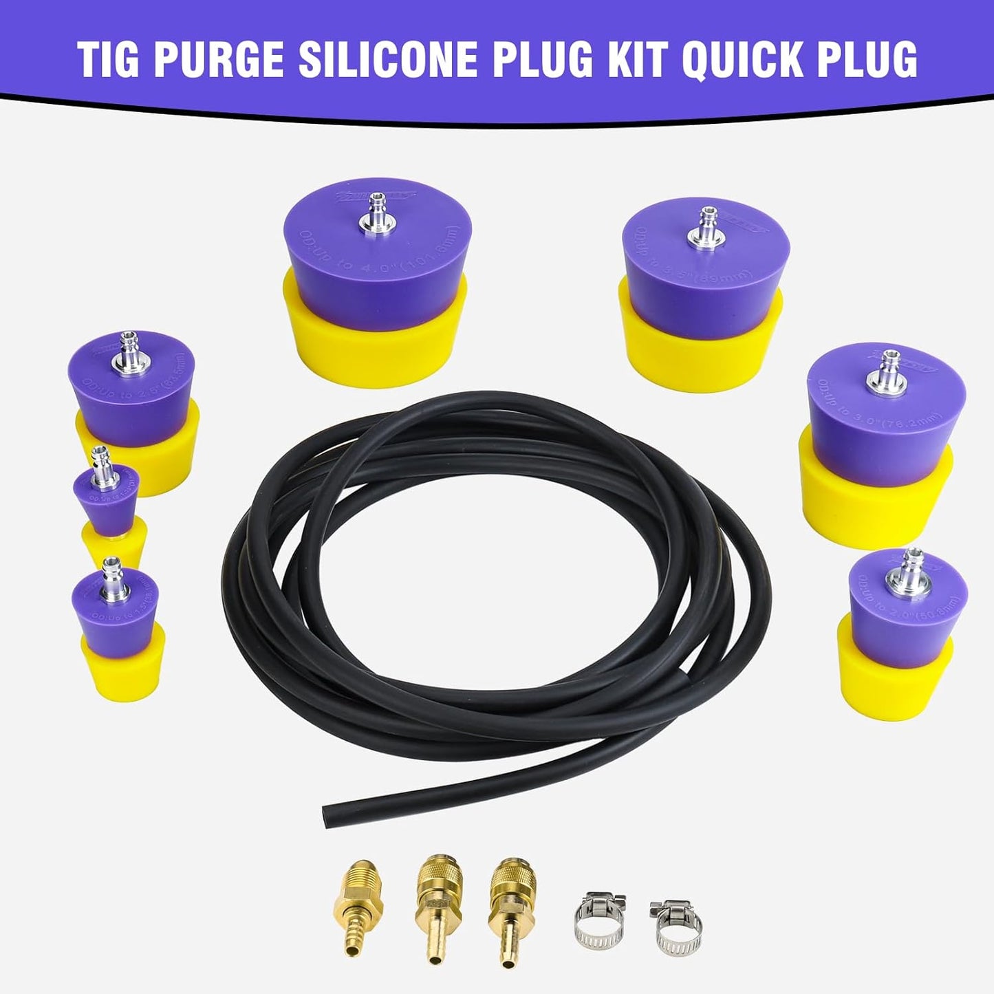 Kit tapones purga silicona 0.9-4pulg ajustables amarillo morado