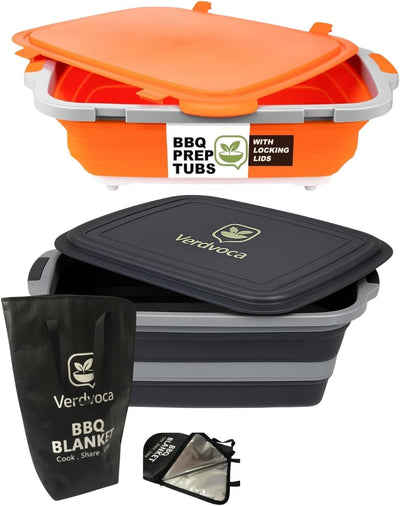 2 Unidades Tub Plegable BBQ 16L y Manta Tyvek Negro 21pulg