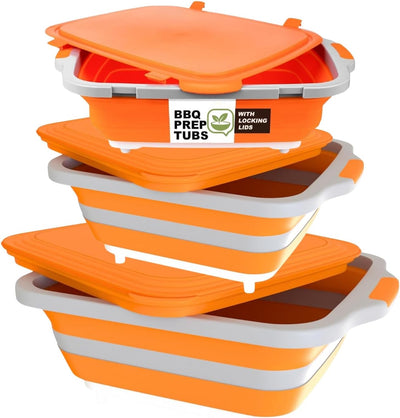 Tubo plegable de barbacoa 30 l y 2 piezas 16 l con tapas