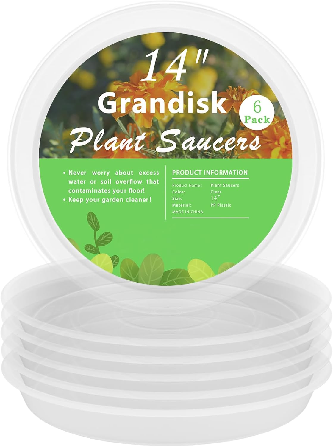 6 Pzas Bandejas Plástico 14pulg Transparentes para Plantas