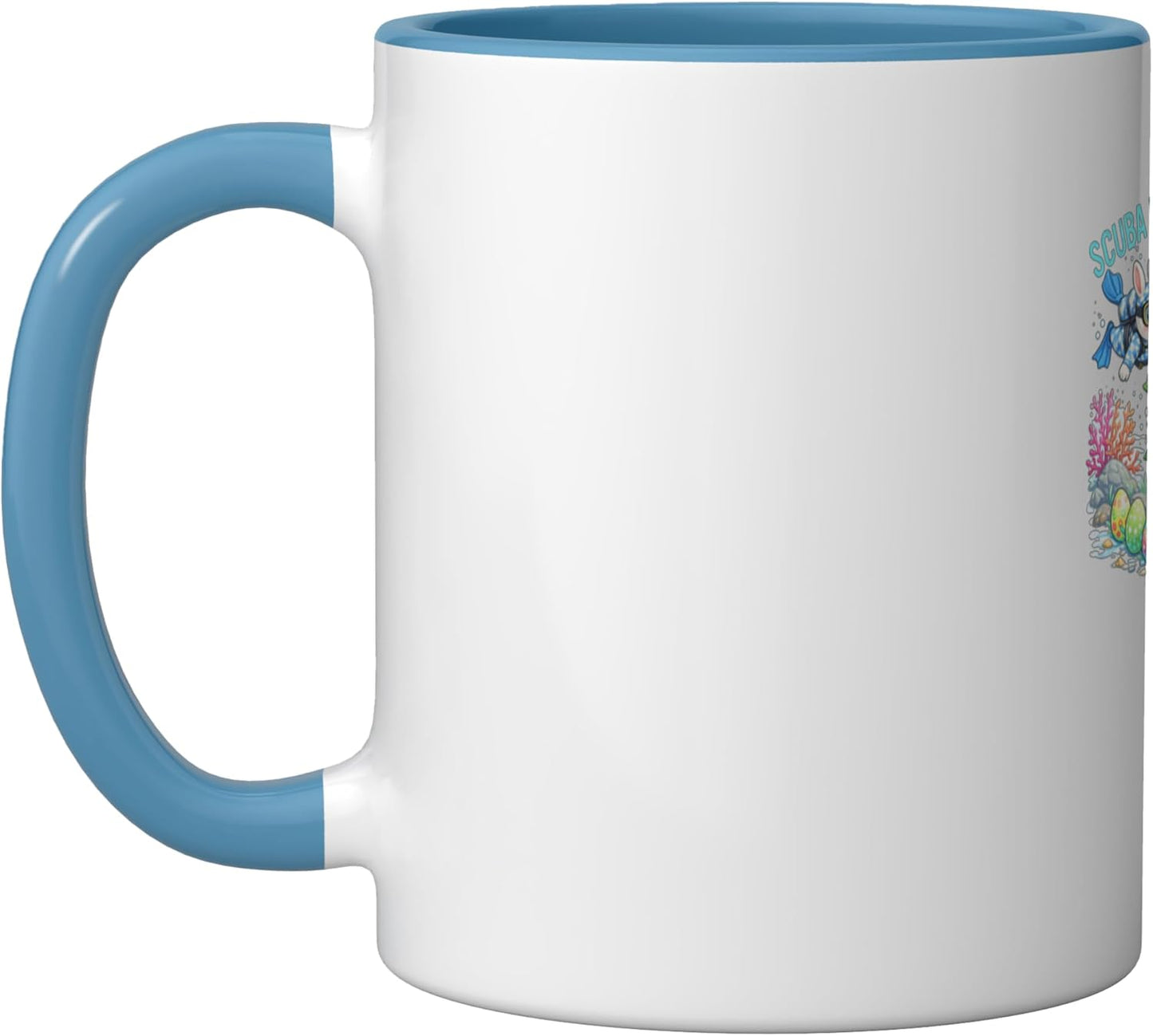 Taza cerámica amantes huevos Pascua azul/blanco