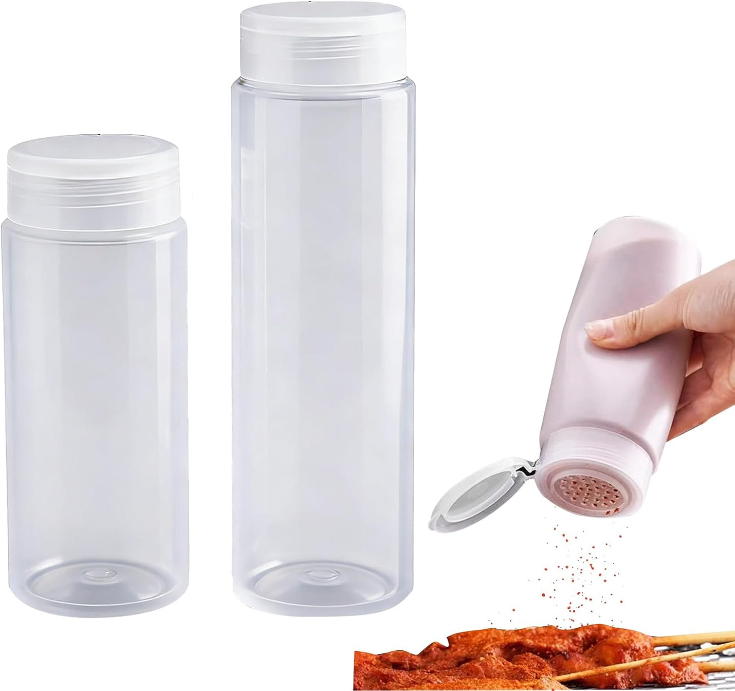 Botella para espolvorear polvo de especias plástico salero y pimienta 400 ml juego 2