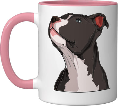Taza cerámica para perro American Pit Bull Pitbull Terrier Rosa/Blanca