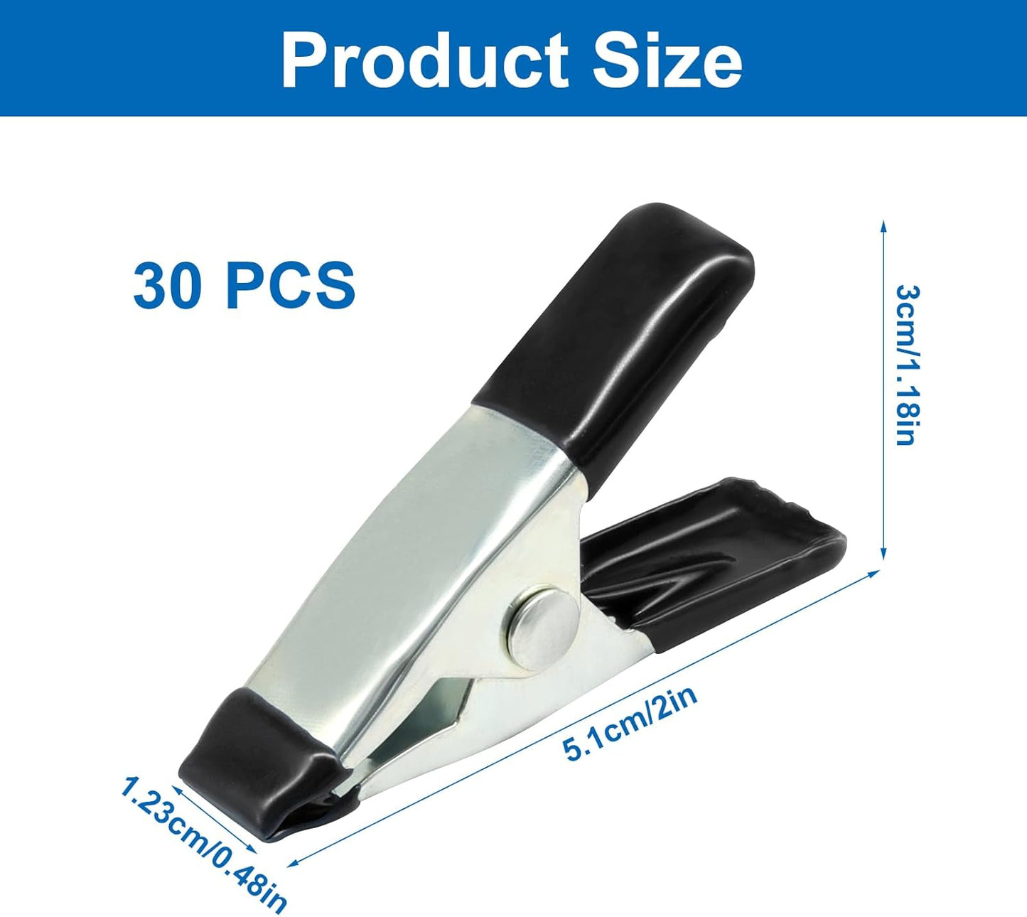 30 Abrazaderas Resorte Metal 2pulg Mini Clips Negro
