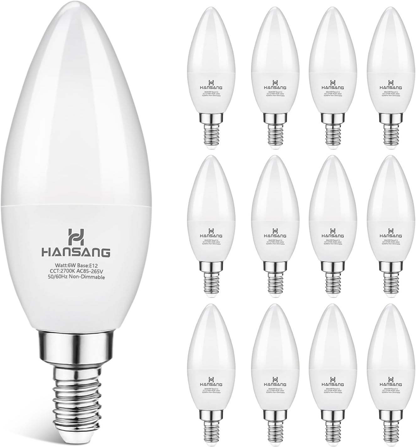 Pack 12 Bombillas LED E12 6W 2700K Base Pequeña No Regulables