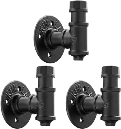 Set 3 Ganchos Pared Hierro Industrial Negro Mate