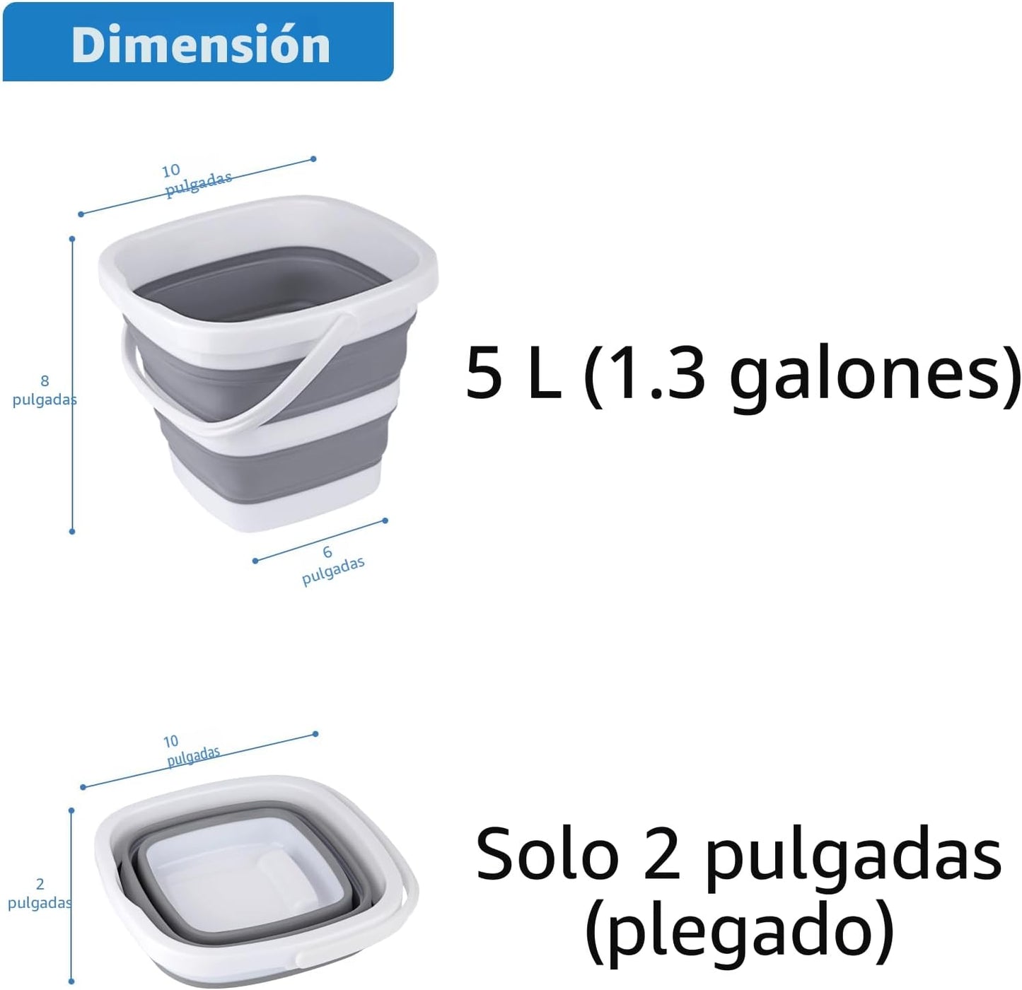 Cubo plegable 5L para limpieza doméstica y camping