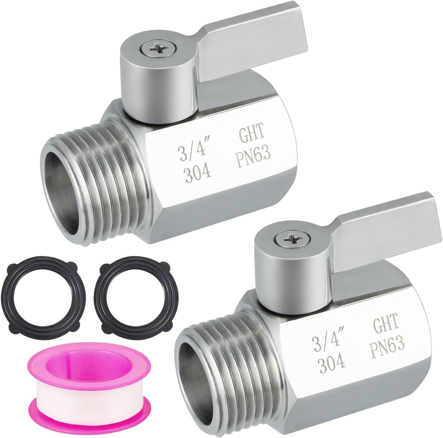 Válvula cierre manguera jardín acero inox 304 3/4pulg 2 pack