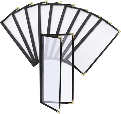 Paquete de 10 fundas transparentes para menú NTE 4.25 x 11 pulgadas con borde doble