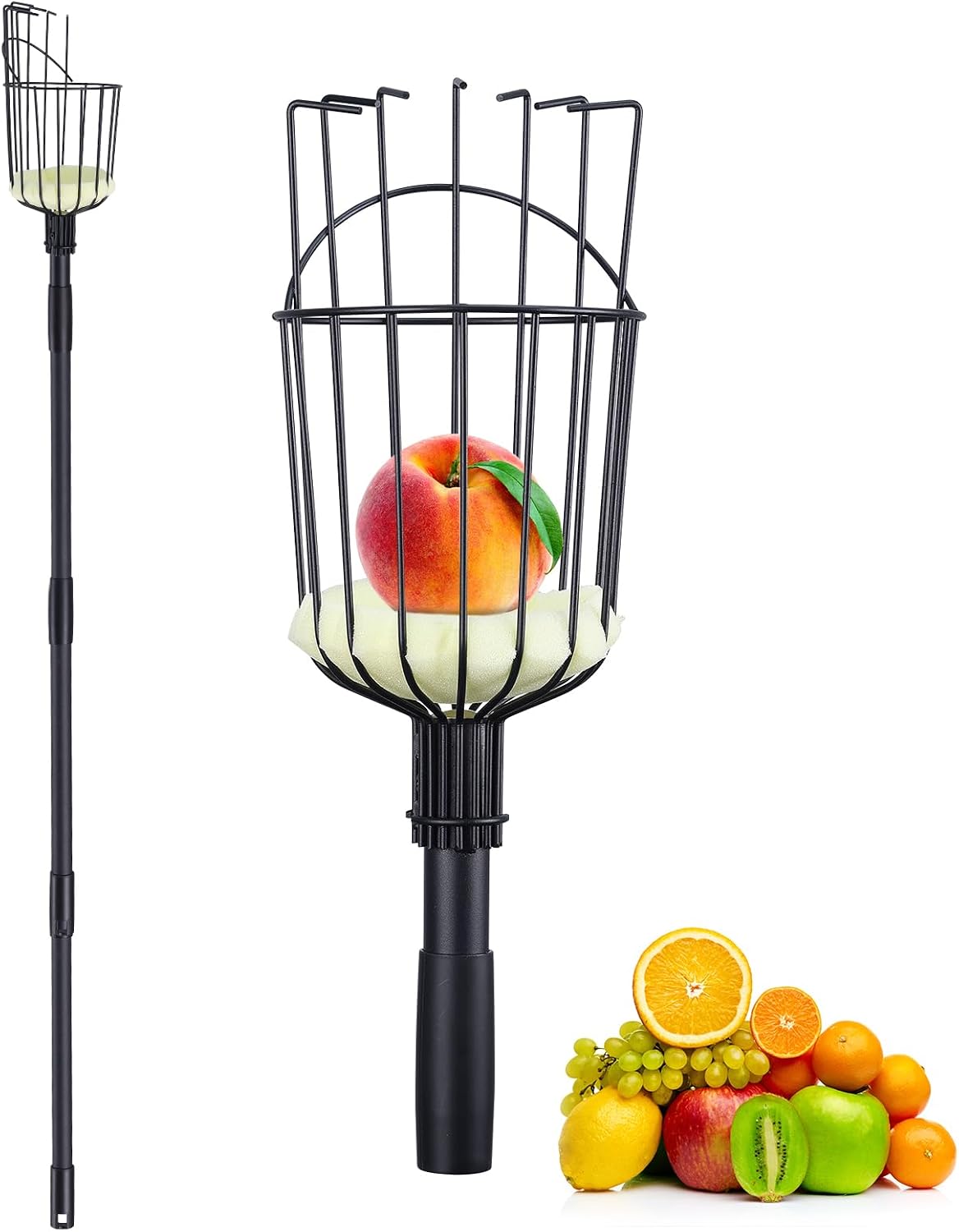 Herramienta recogedor frutas 9.6ft canasta ajustable
