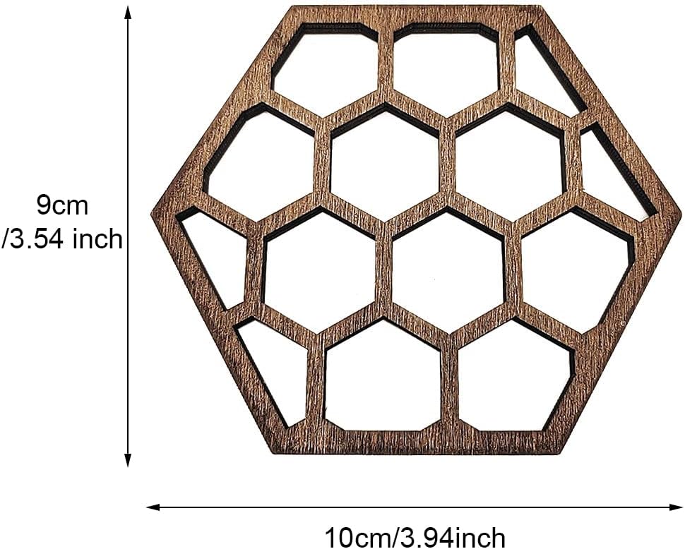 10 posavasos de madera huecos hexagonales con diseño de panal de abeja para decorar