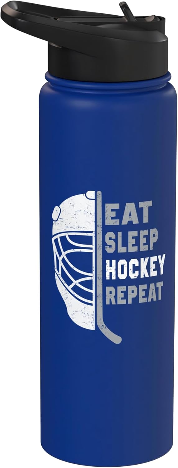 Botella de agua acero inoxidable aislada para niños y mujeres amantes del hockey
