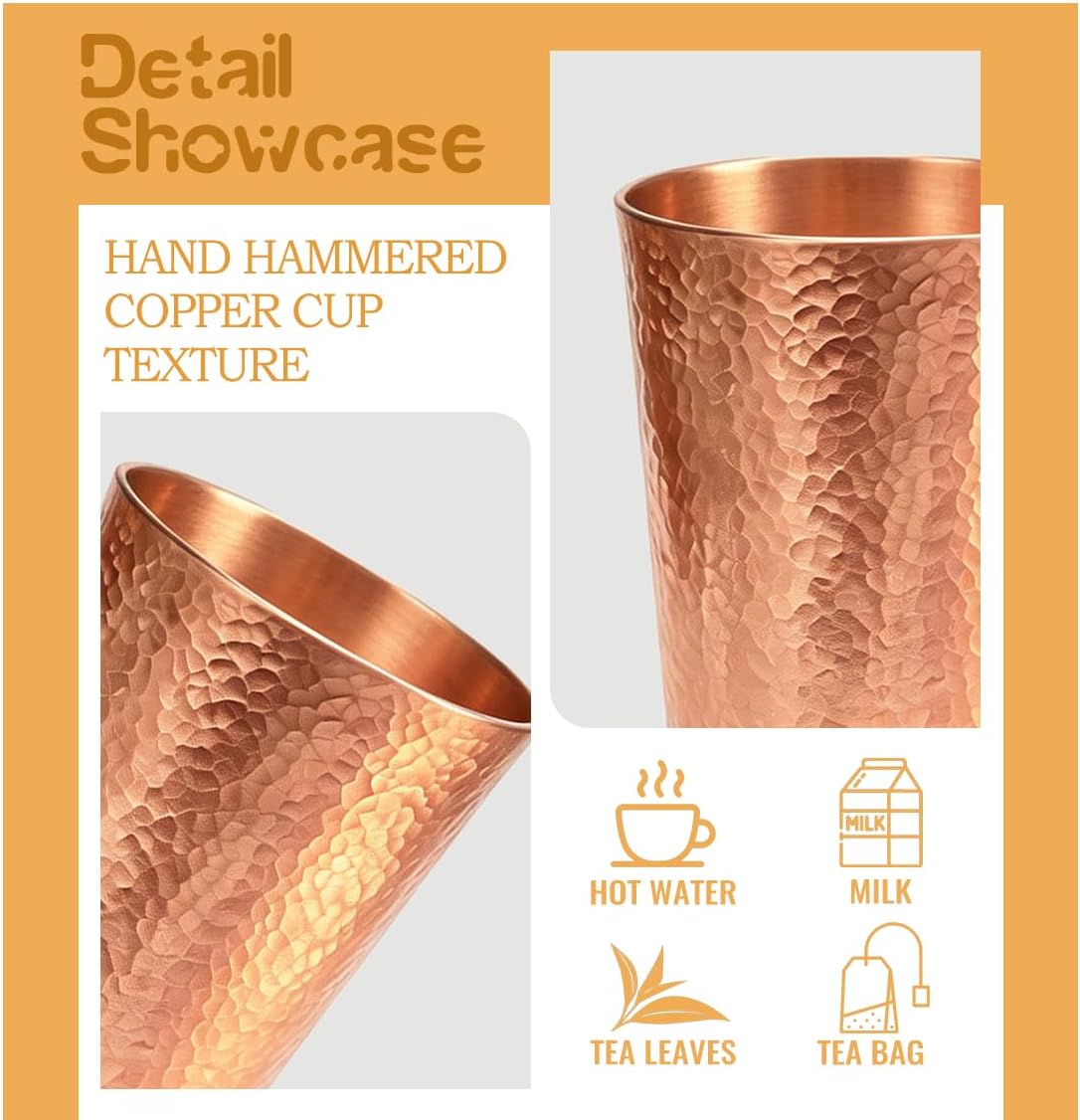 Tazas de cobre puro martillado para beber 100 oz