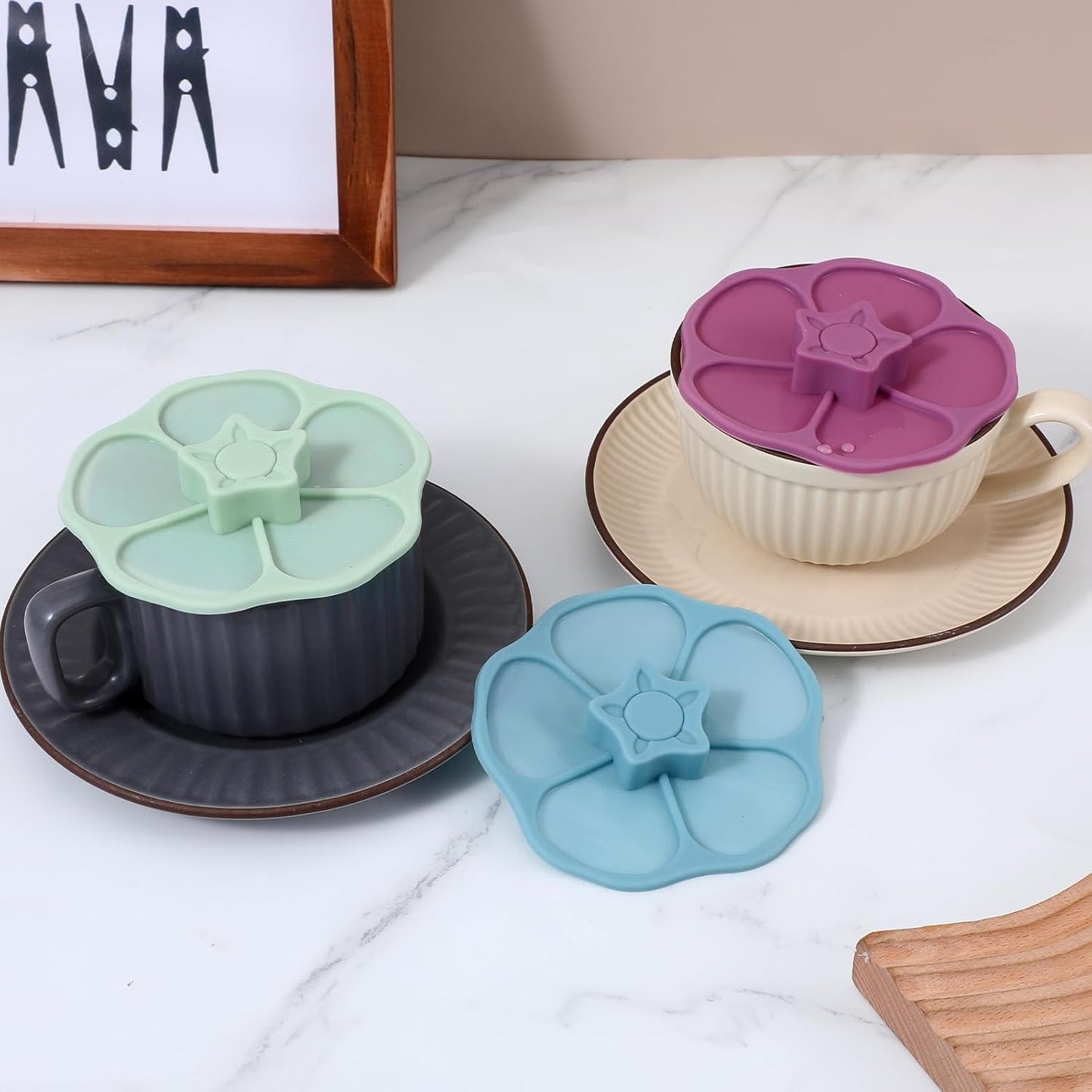Tapas herméticas silicona para tazas té y café reutilizables