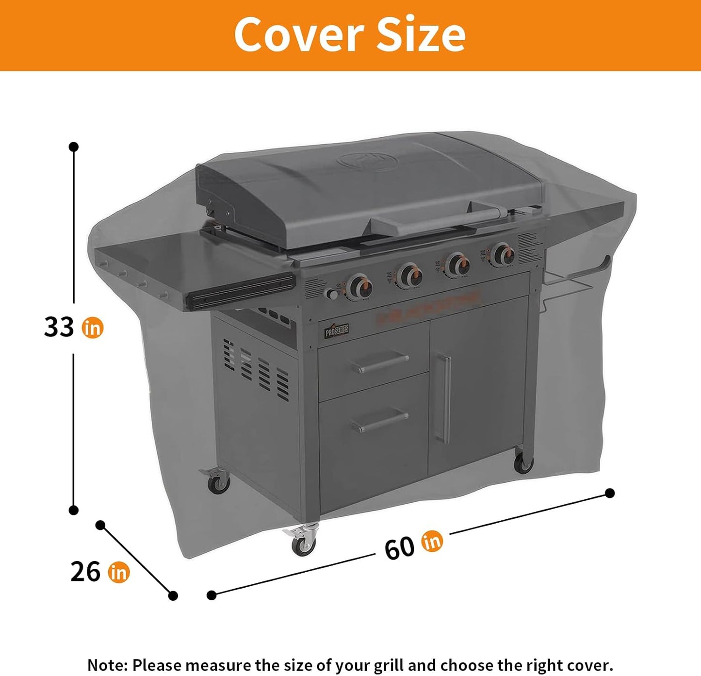 Cubierta parrilla Blackstone 28pulg PVC 600D con capucha y correas