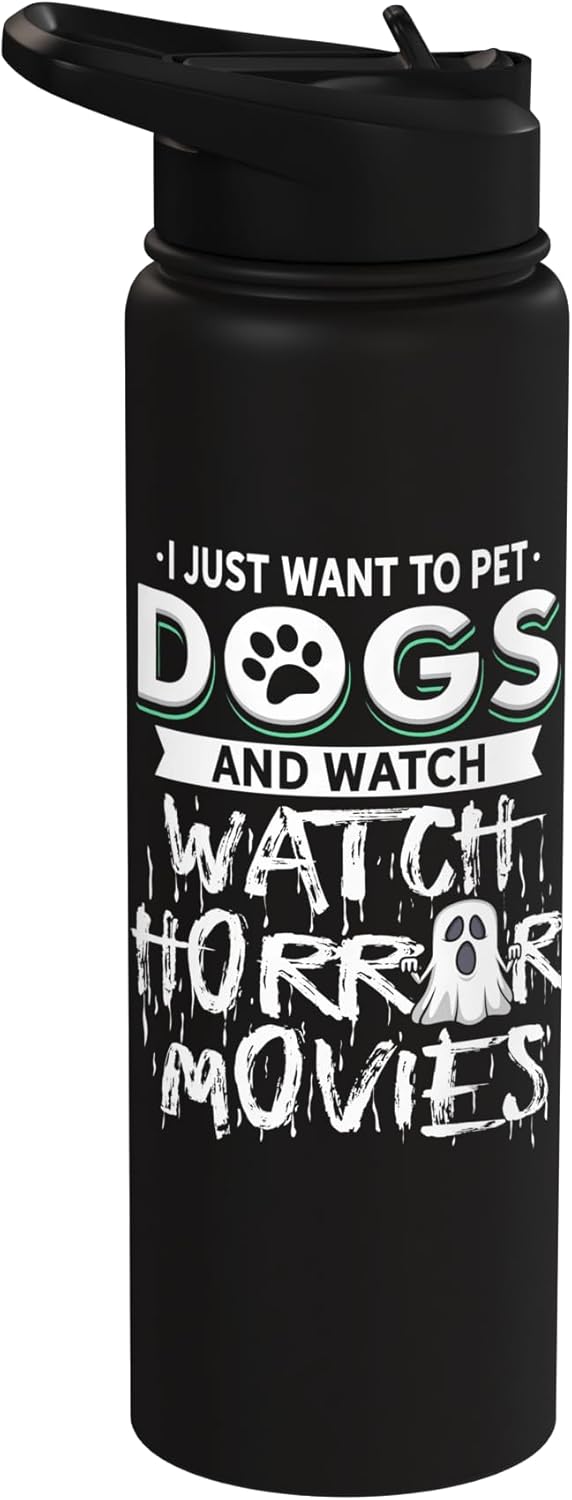 Botella de agua aislada acero inoxidable para perros y películas de terror