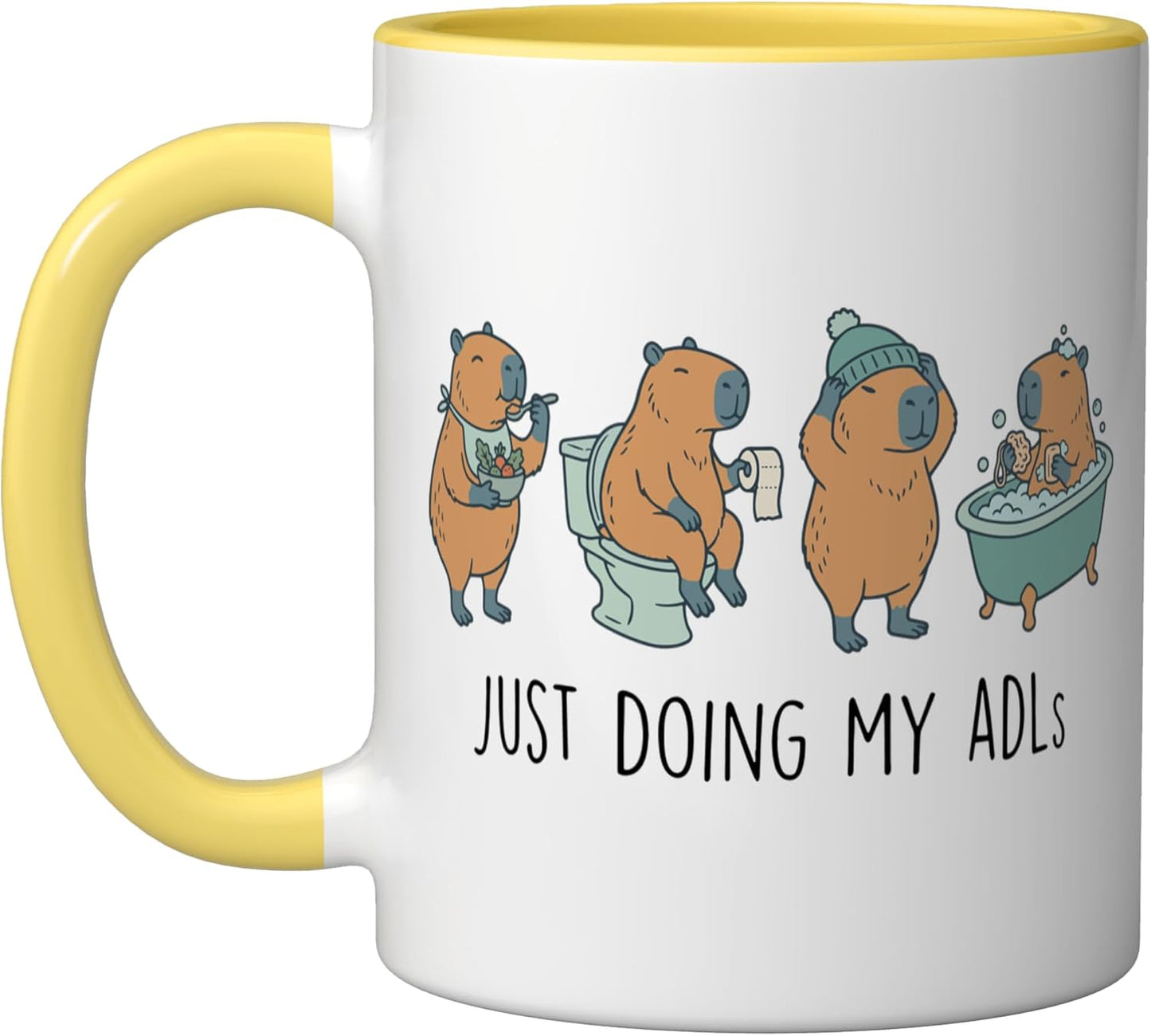 Taza Cerámica para Actividades Diarias Amarillo/Blanco
