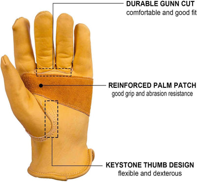 Guantes cuero jardinería palma reforzada