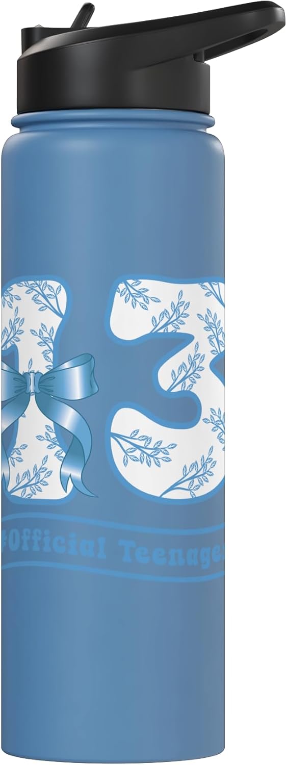 Botella de agua acero inoxidable con bow azul para adolescente