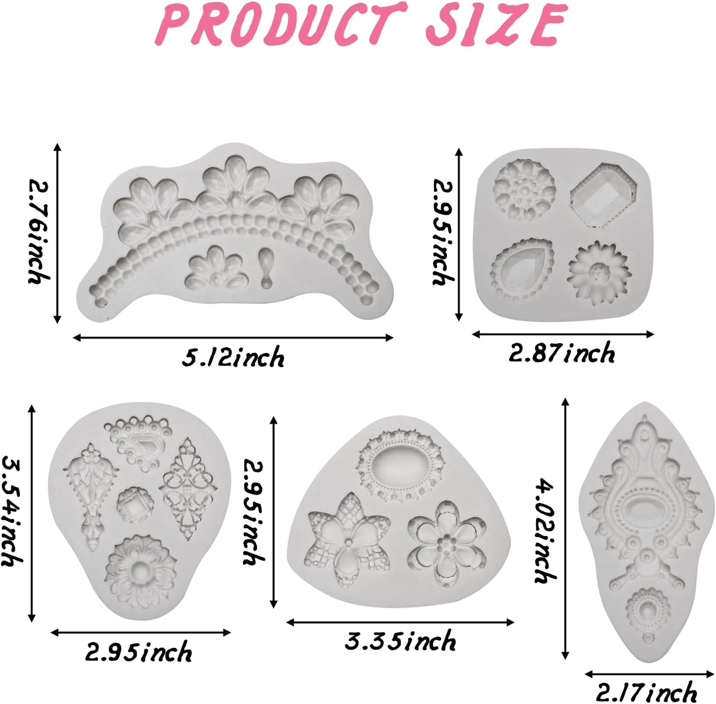 Moldes silicona decorativos para joyas y fondant barroco