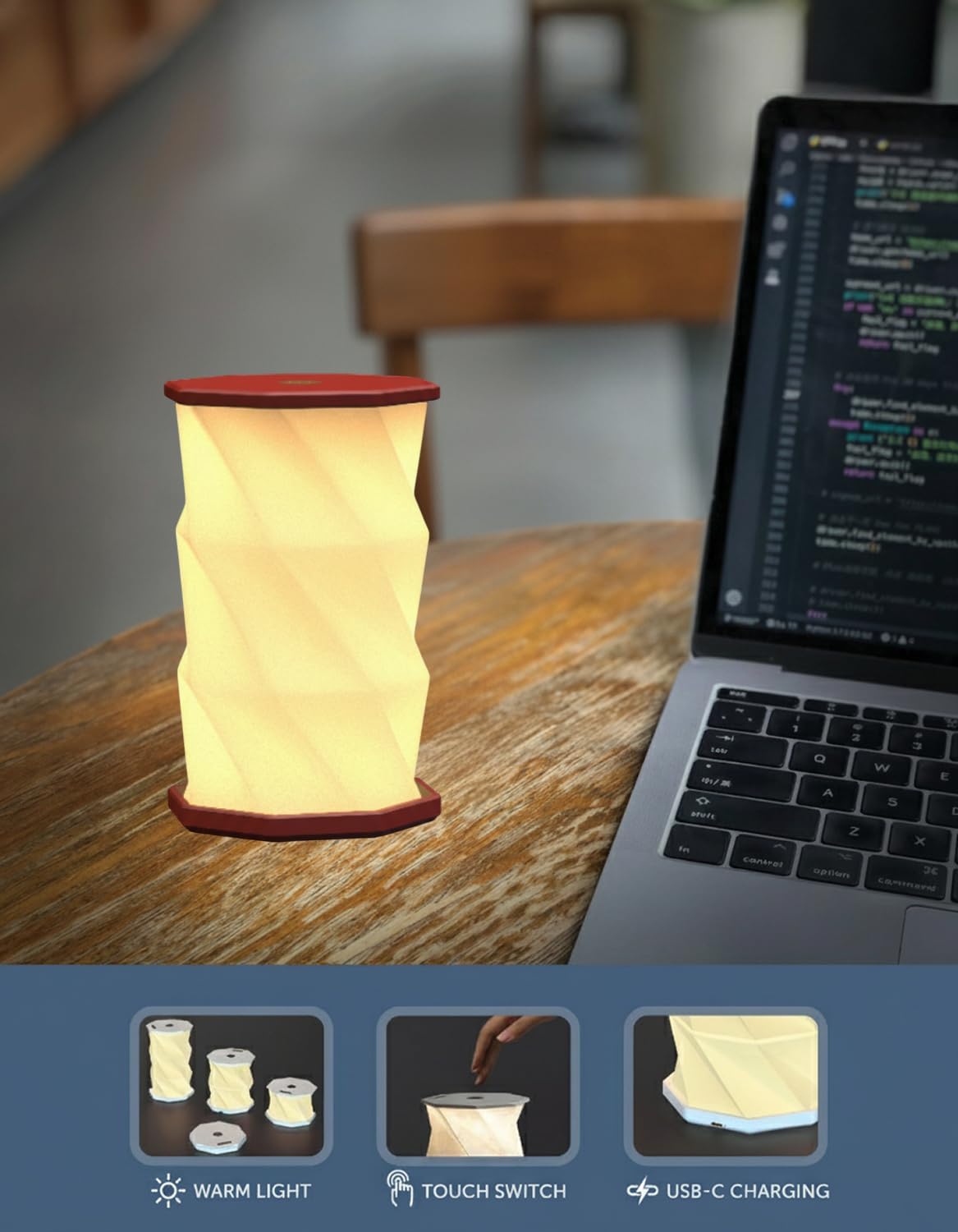 Lámpara LED escritorio plegable USB recargable tactil regulable