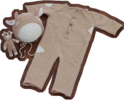 Kit foto recién nacido gorro vaca traje bebé