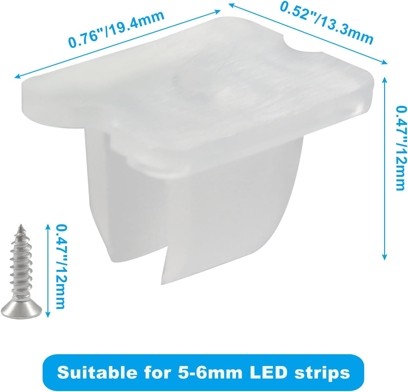 Pack 30 clips montaje tira LED soportes translúcidos impermeables
