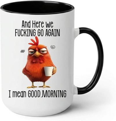 Taza divertida de pollo enojado 11 oz, taza sarcástica de buenos días