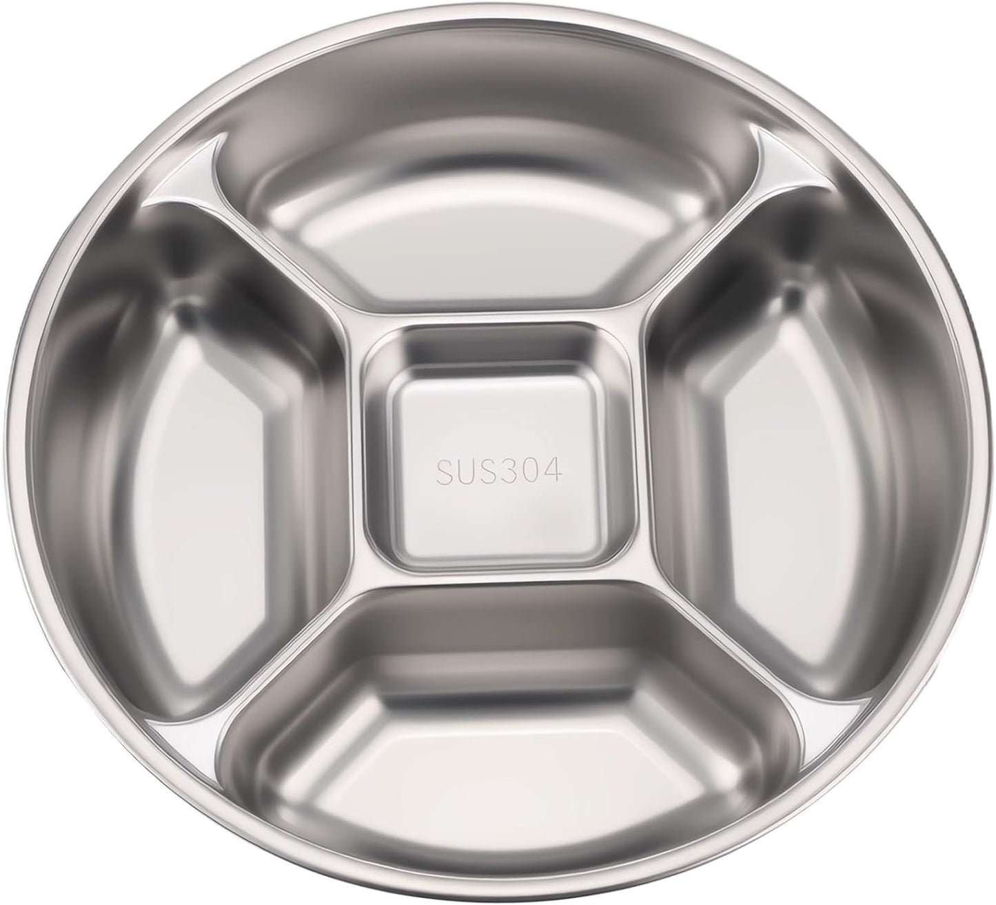 Plato dividido de acero inoxidable 304 de 8.9 pulgadas con cinco compartimentos