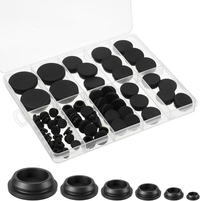 Kit 62 Tapones Goma Negra para Agujeros Redondos Muebles