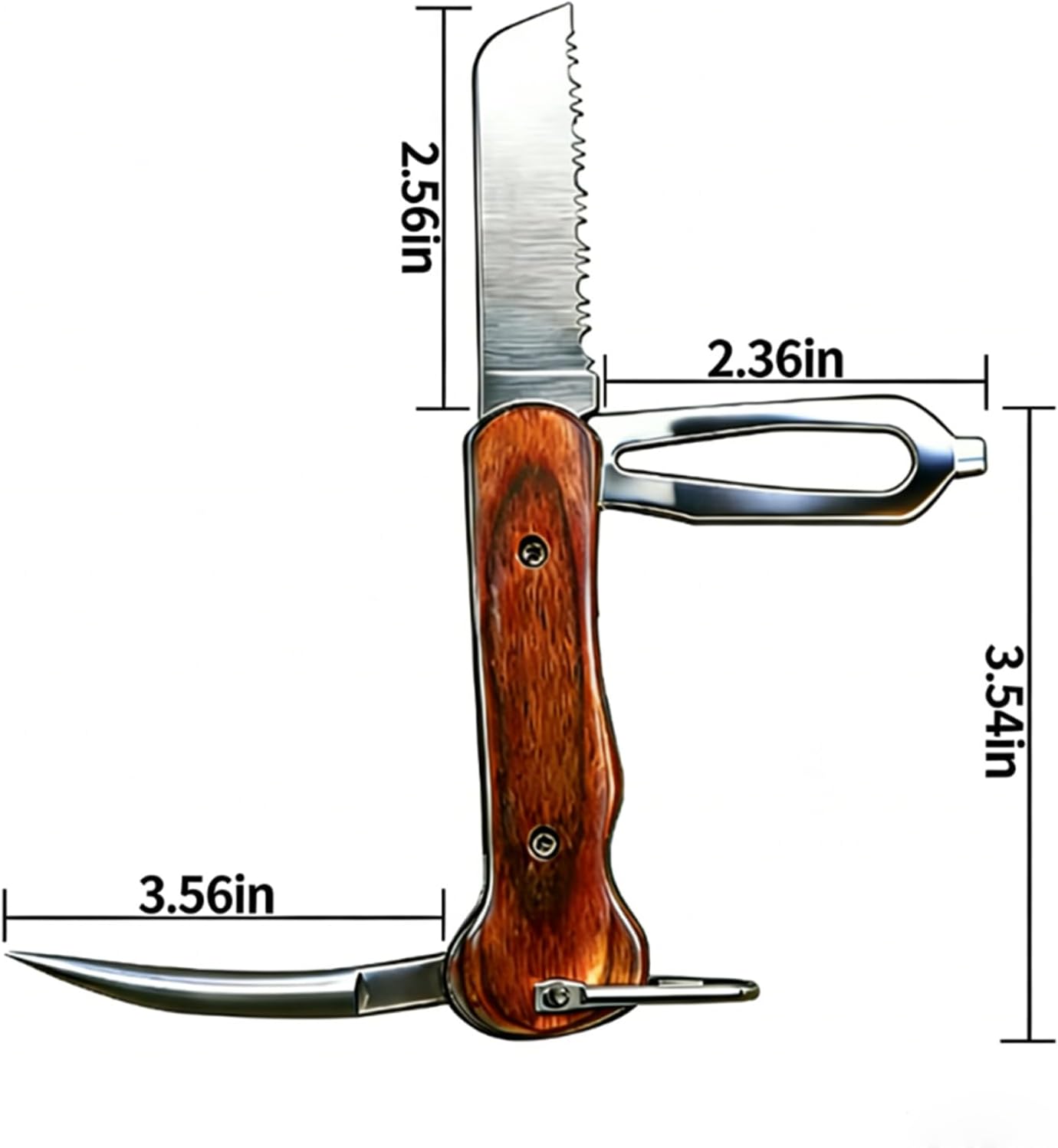 Cuchillo multiherramienta acero inox madera 5.9pulg