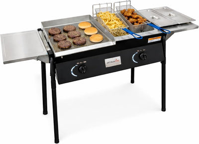 Freidora acero inox 4en1 parrilla plana carrito tacos
