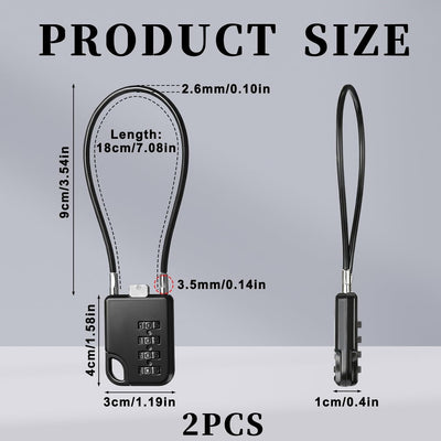 2 Pzas Candado Combinación 4 Dígitos Cabello Negro