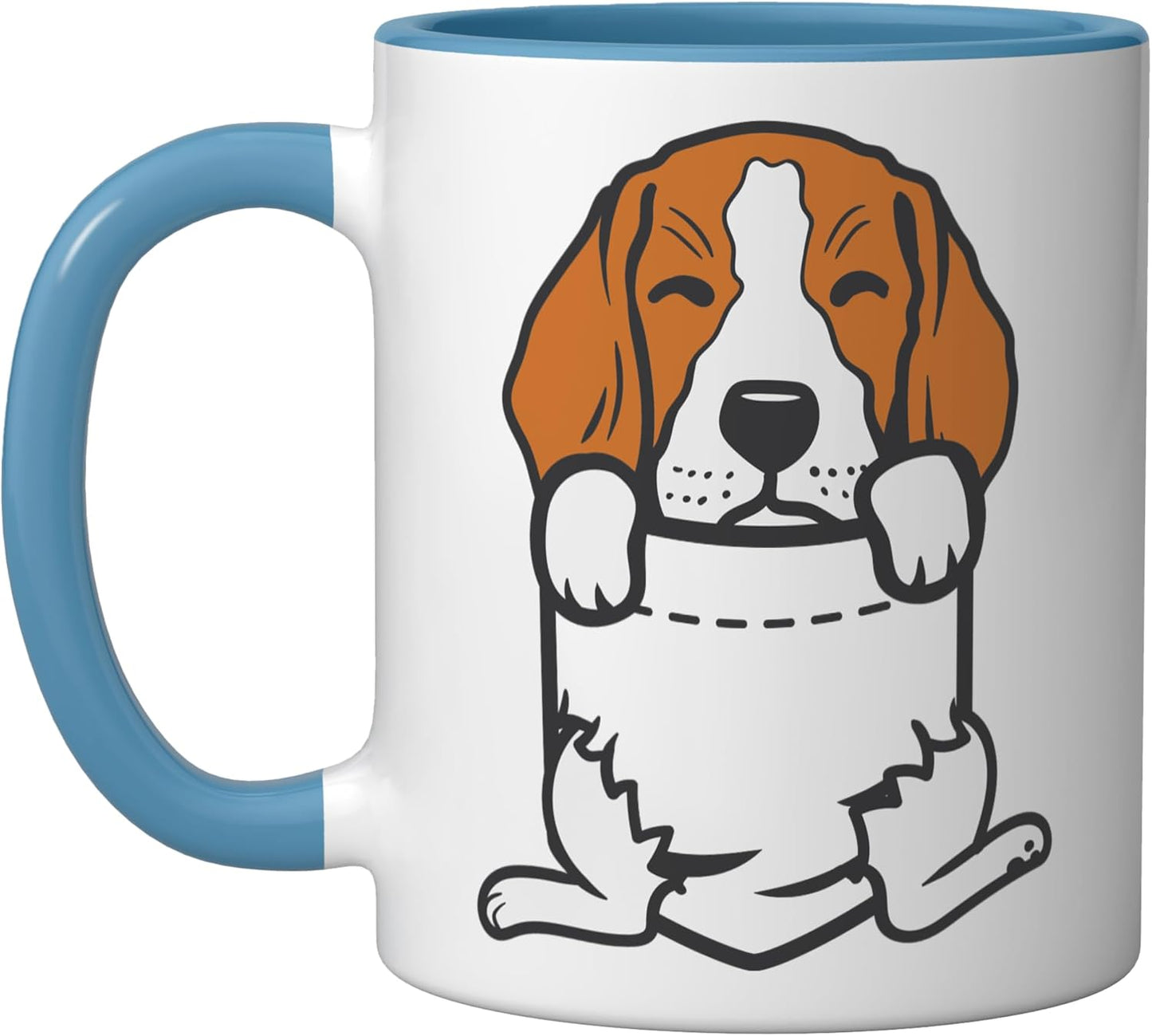 Taza cerámica para amante del perro Pocket Beagle azul/blanco