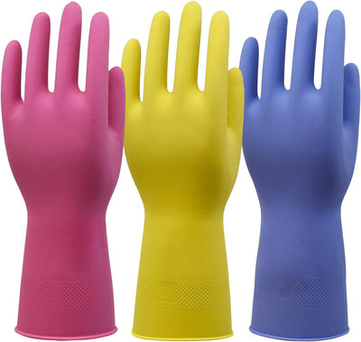 Guantes goma antideslizantes con forro flocado 3 pares M