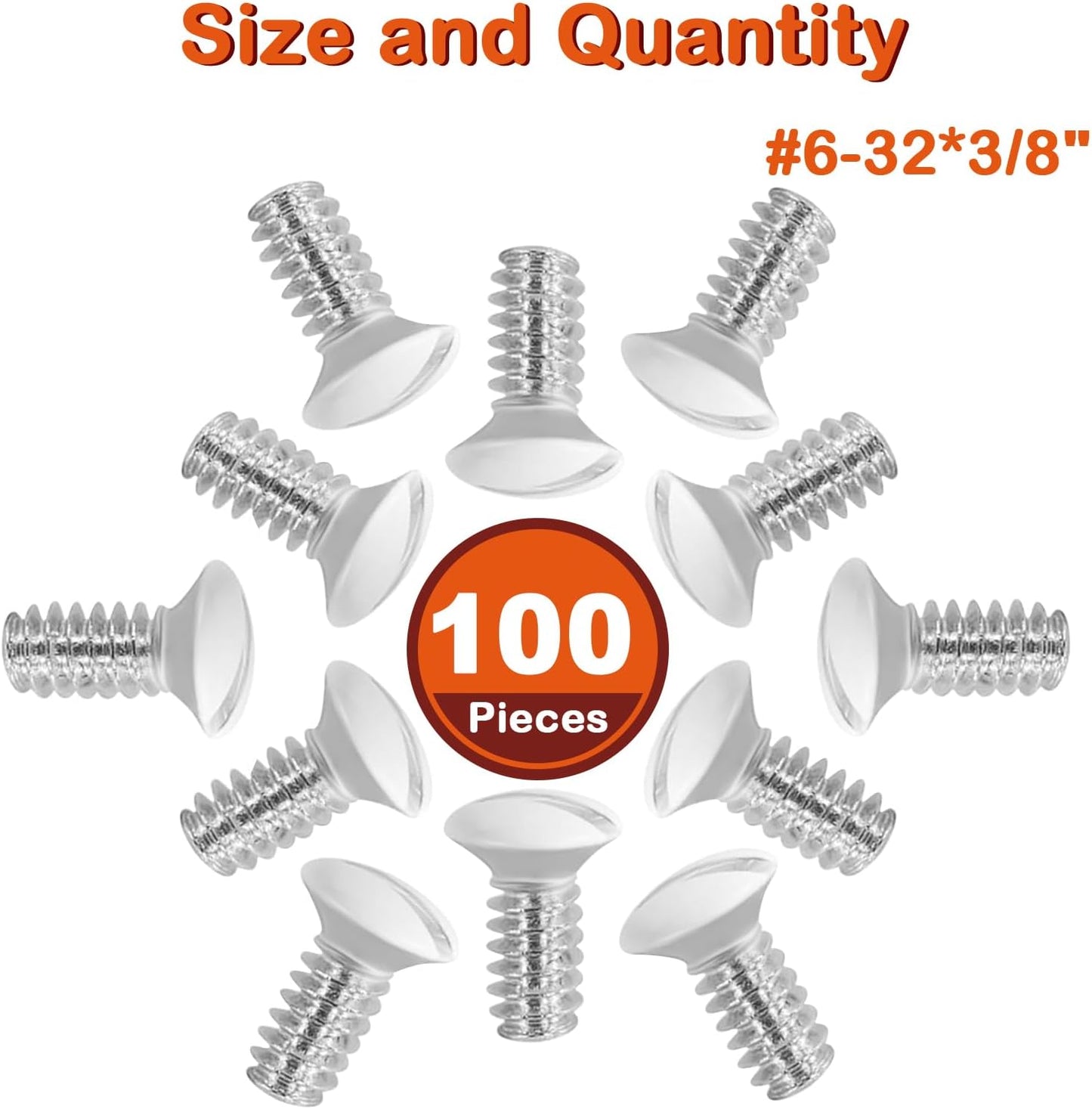 100 tornillos blancos 3/8 pulg 6-32 hilos para placa interruptor