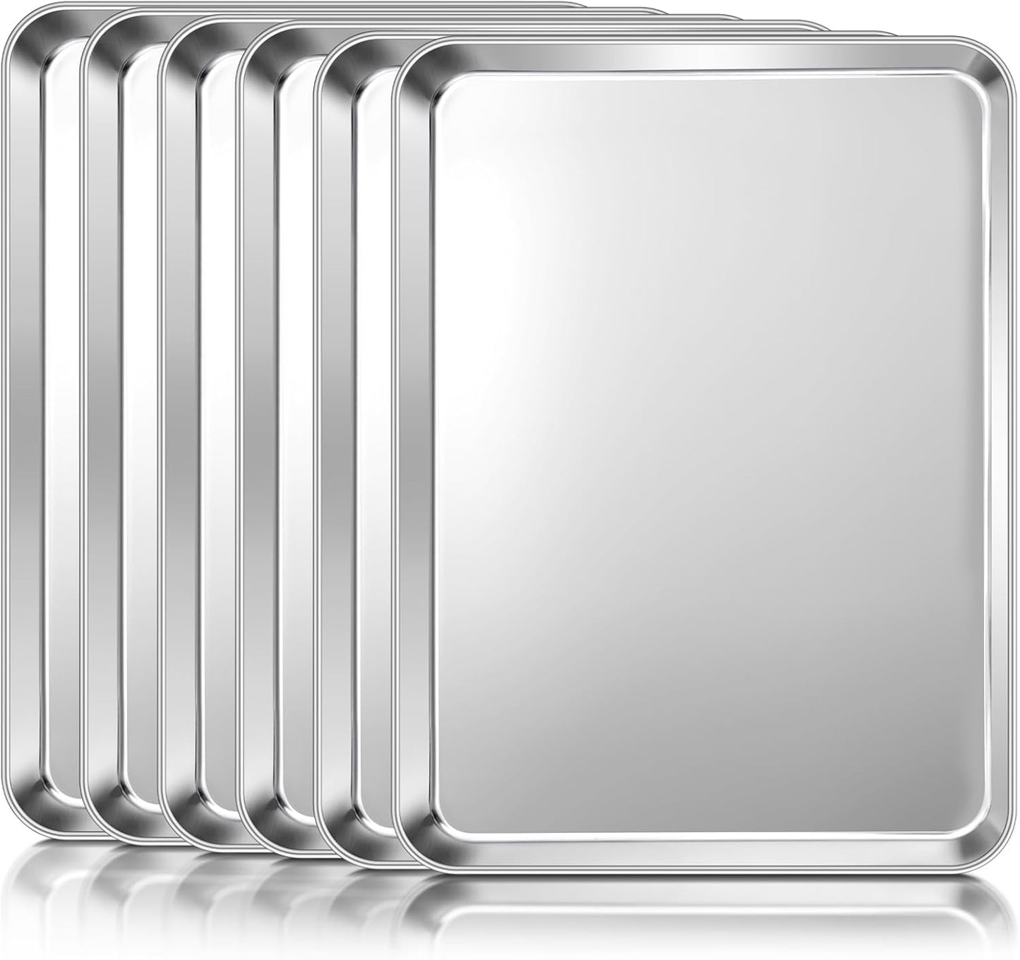 Set 6 bandejas acero inox tamaño medio hornear asar servir