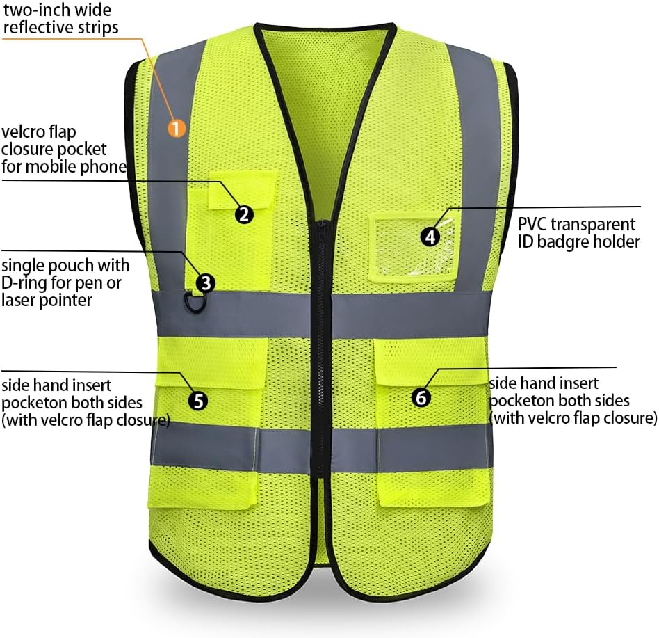Chaleco seguridad reflectante transpirable con cremallera