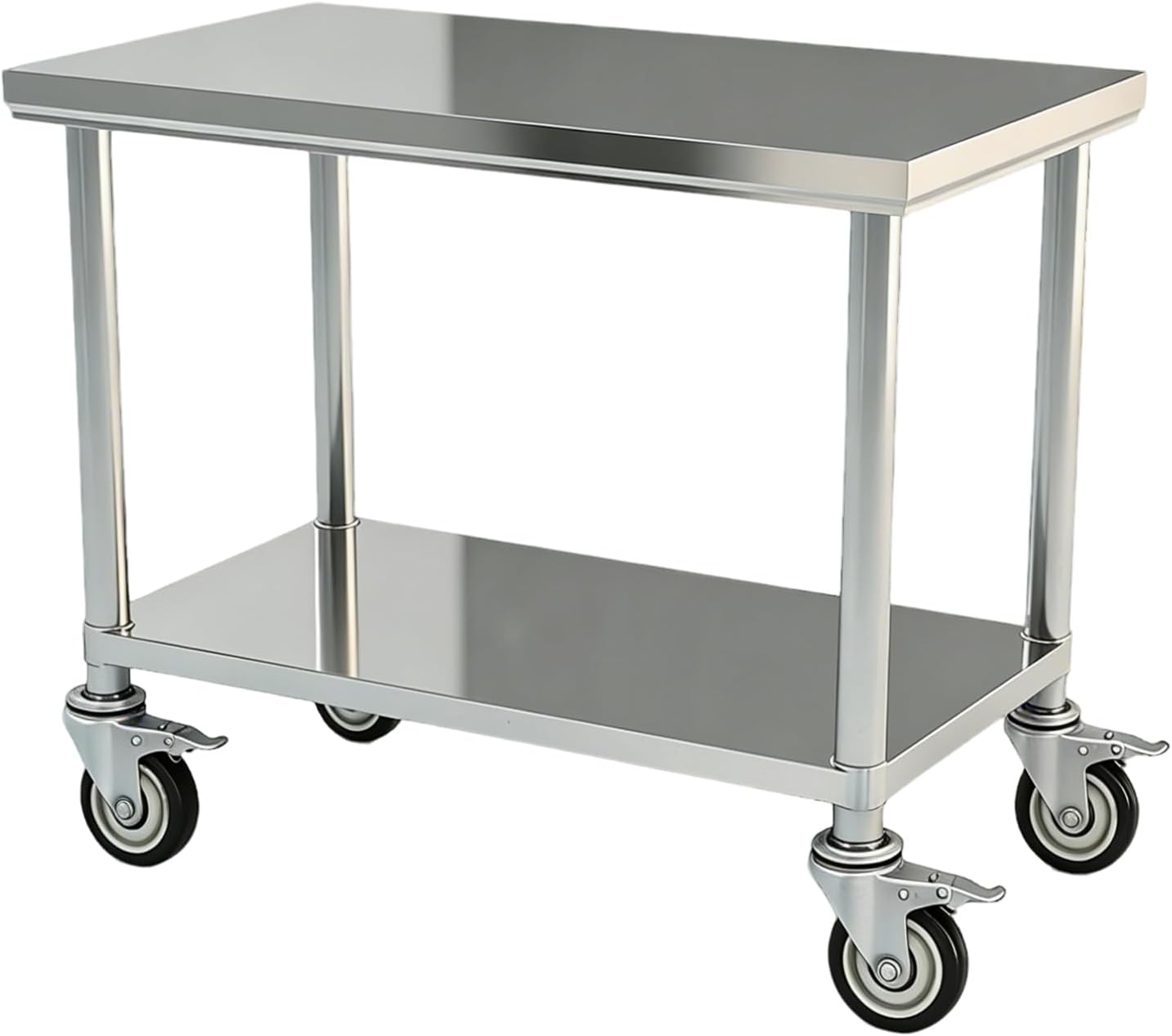 Mesa de acero inoxidable con ruedas 24x48 pulgadas resistente