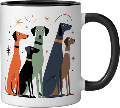 Taza cerámica estilo mid-century y atomic age negra/blanca
