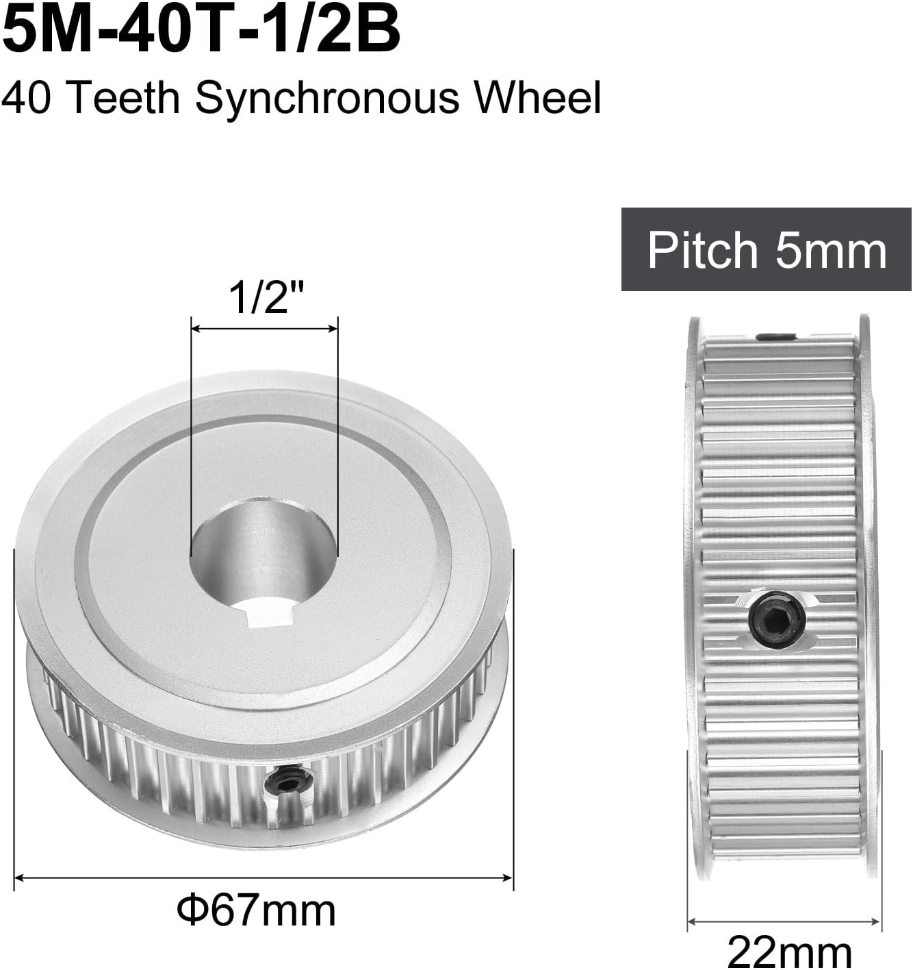 Polea dentada aluminio 40 dientes 1/2" llavero