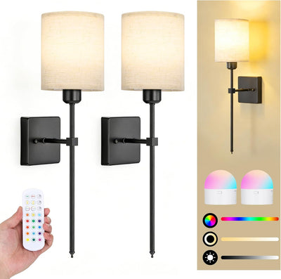 2 Apliques Pared Inalámbricos Negros 5300mAh