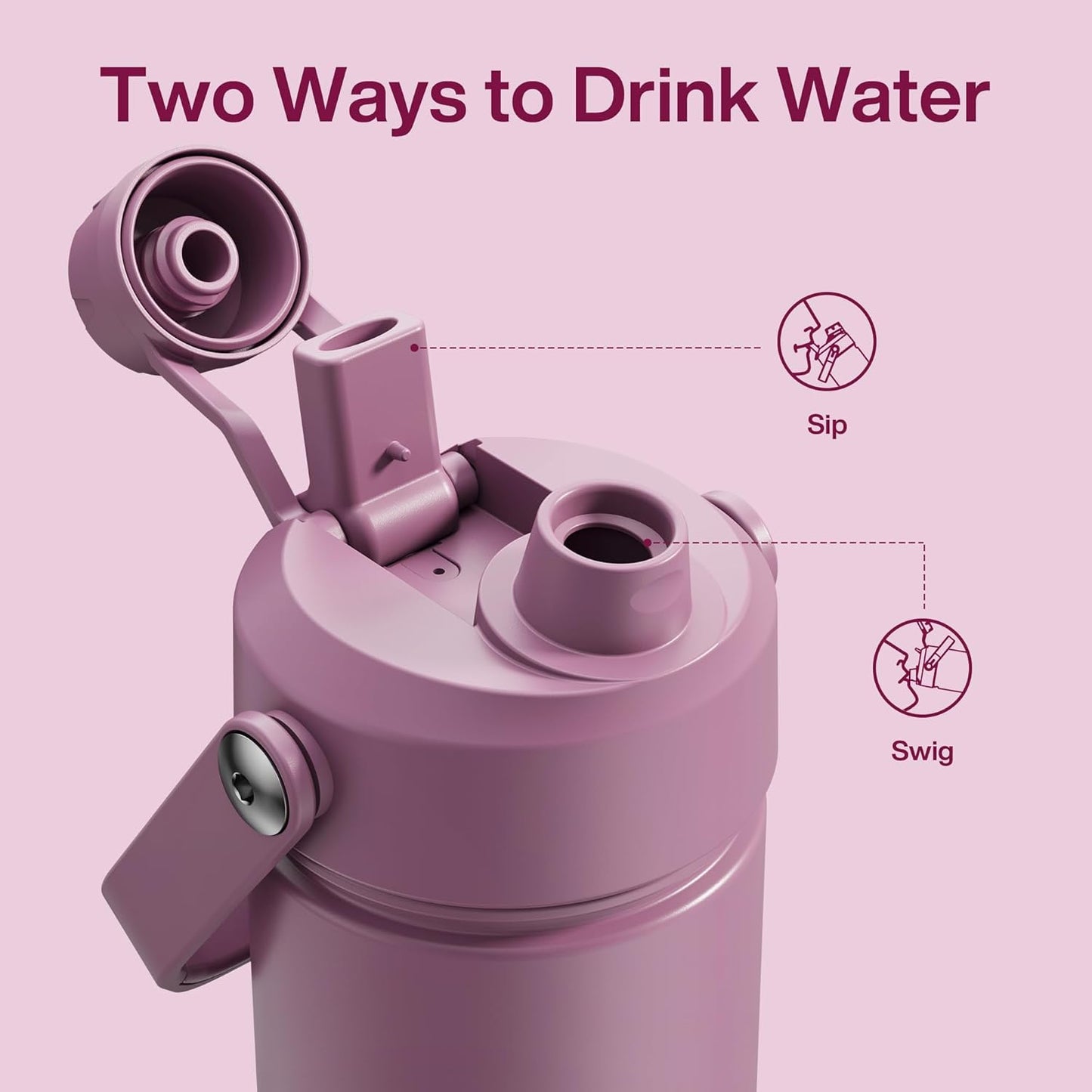Botella de agua aislada sin BPA con popote doble para niños