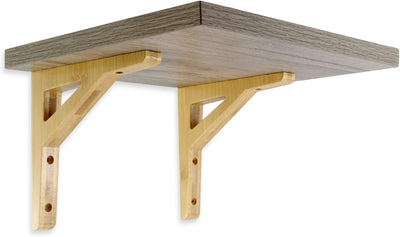 Soportes flotantes madera maciza para estantería pared set 2