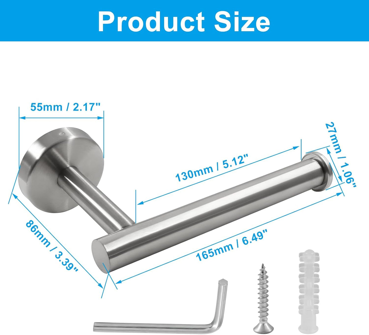 Soporte papel higiénico acero inox plateado para baño