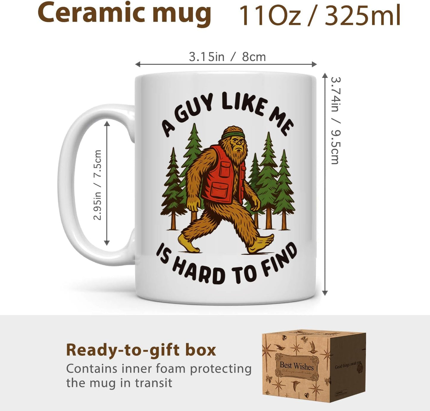 Taza de café Bigfoot para hombres y papás, regalo para amantes del camping y montañismo